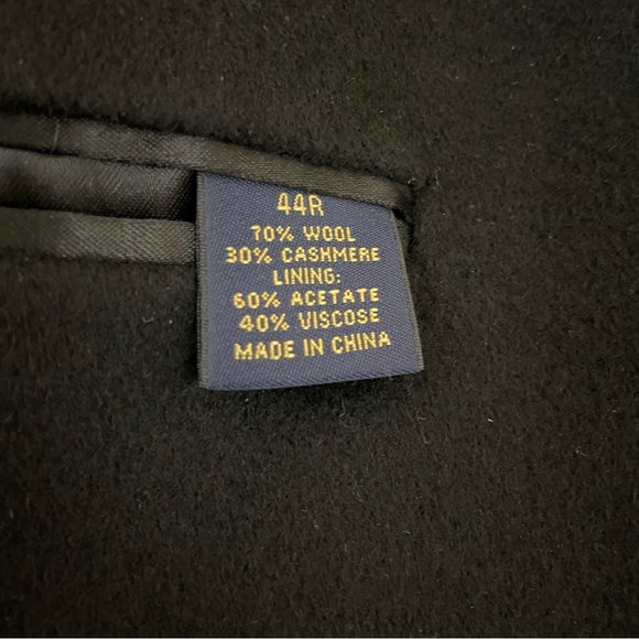 Brooks Brothers Classic Black Coat Men’s 44R Wool Cashmere Overcoat Trench - Picture 10 of 11